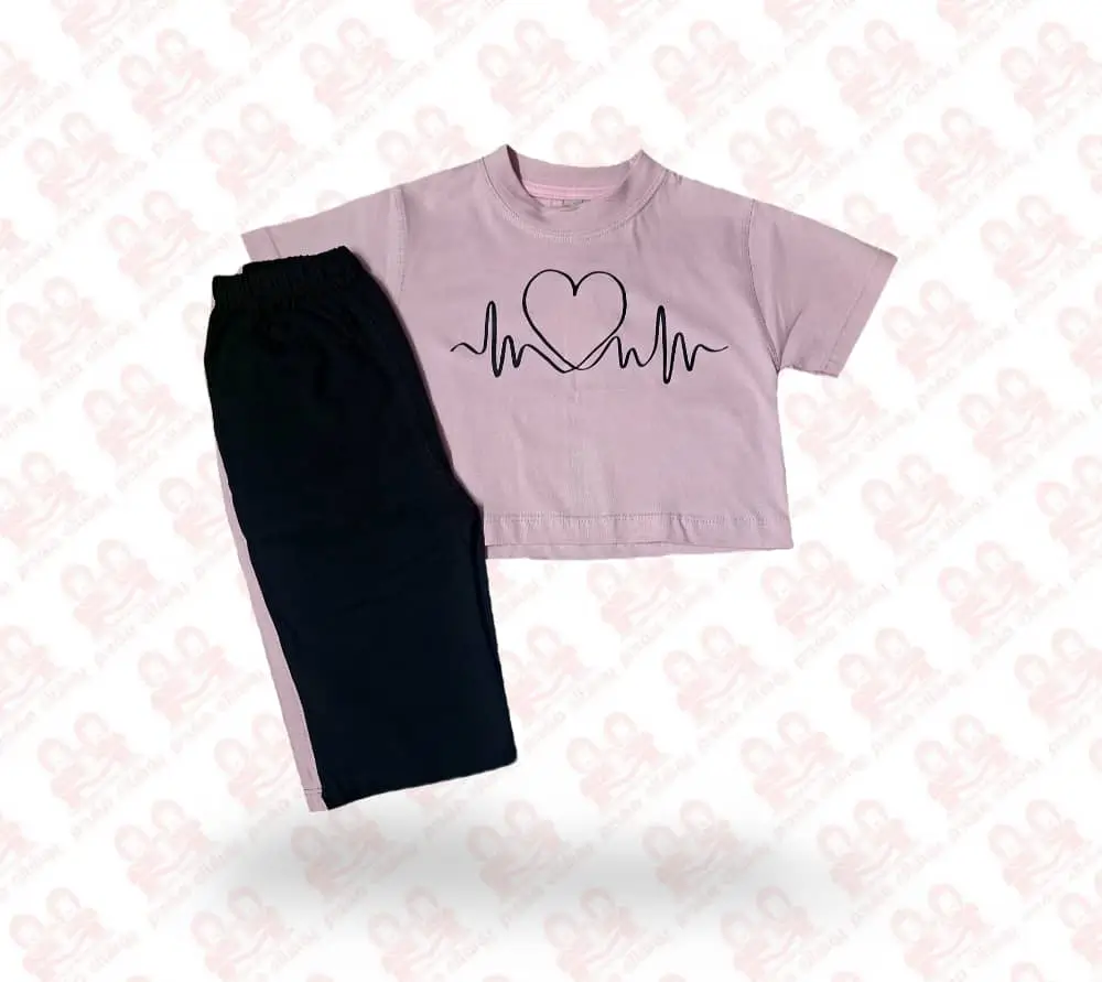 تیشرت شلوارک دخترانه پنبه کد4500-261-01 سایز50
