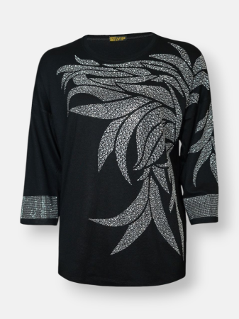 بلوز زنانه آستین سه ربع ویسکوز سنگکاری DD