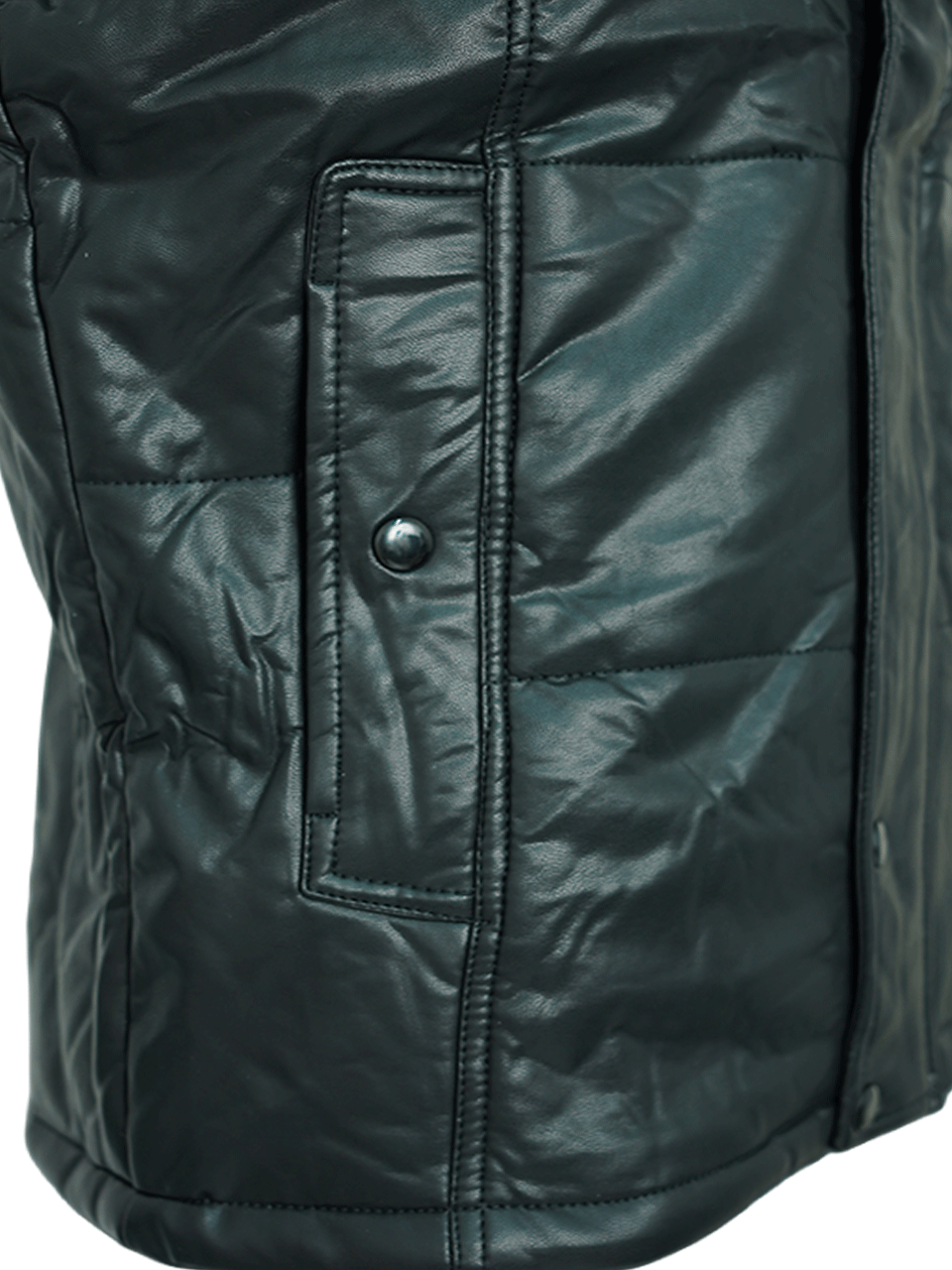 پافر مردانه جیبدار کلاهدار چرم مشکی BQ680 سایز3XL