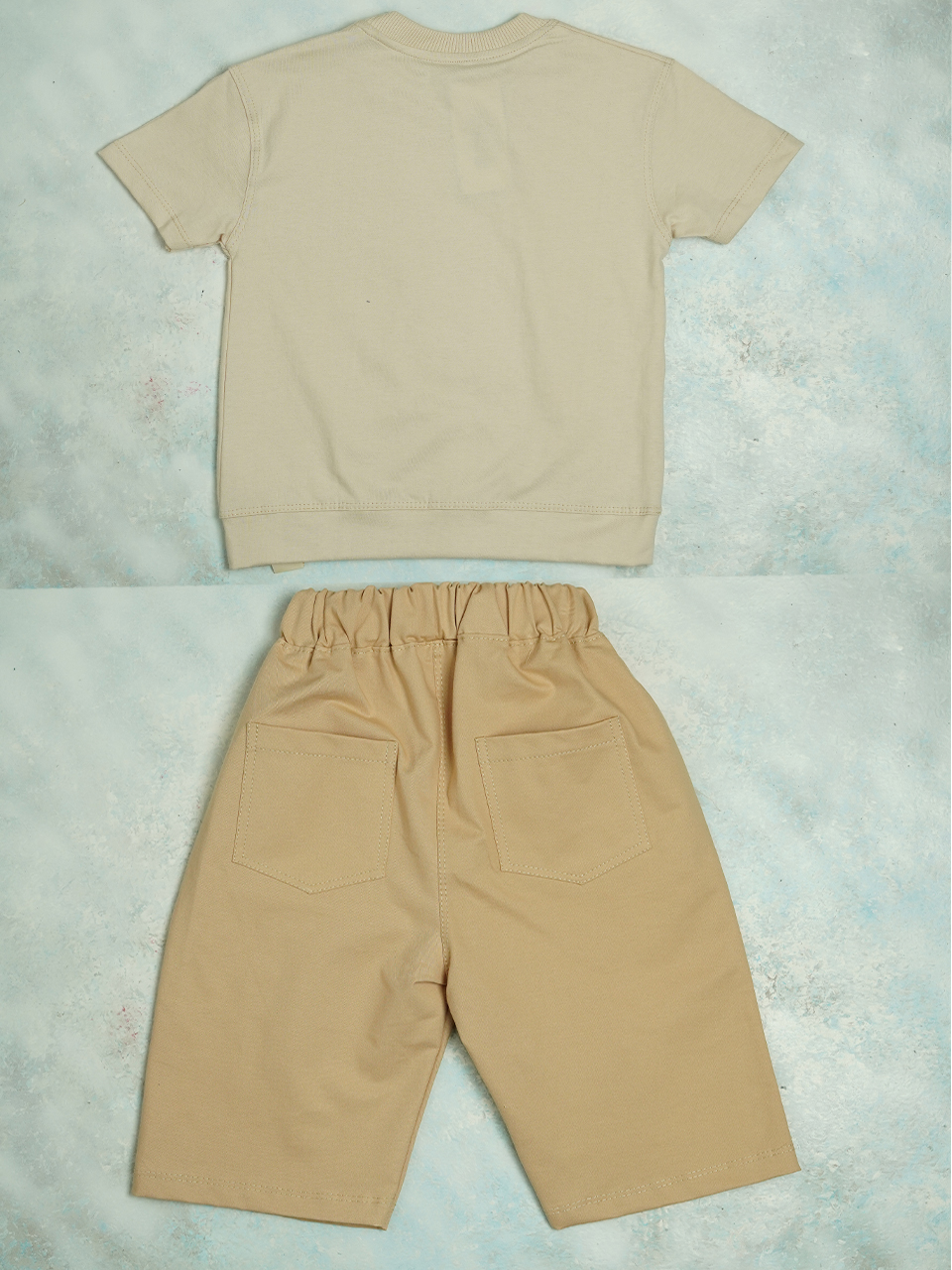 ست پسرانه تیشرت شلوارک کتان چاپی CT160