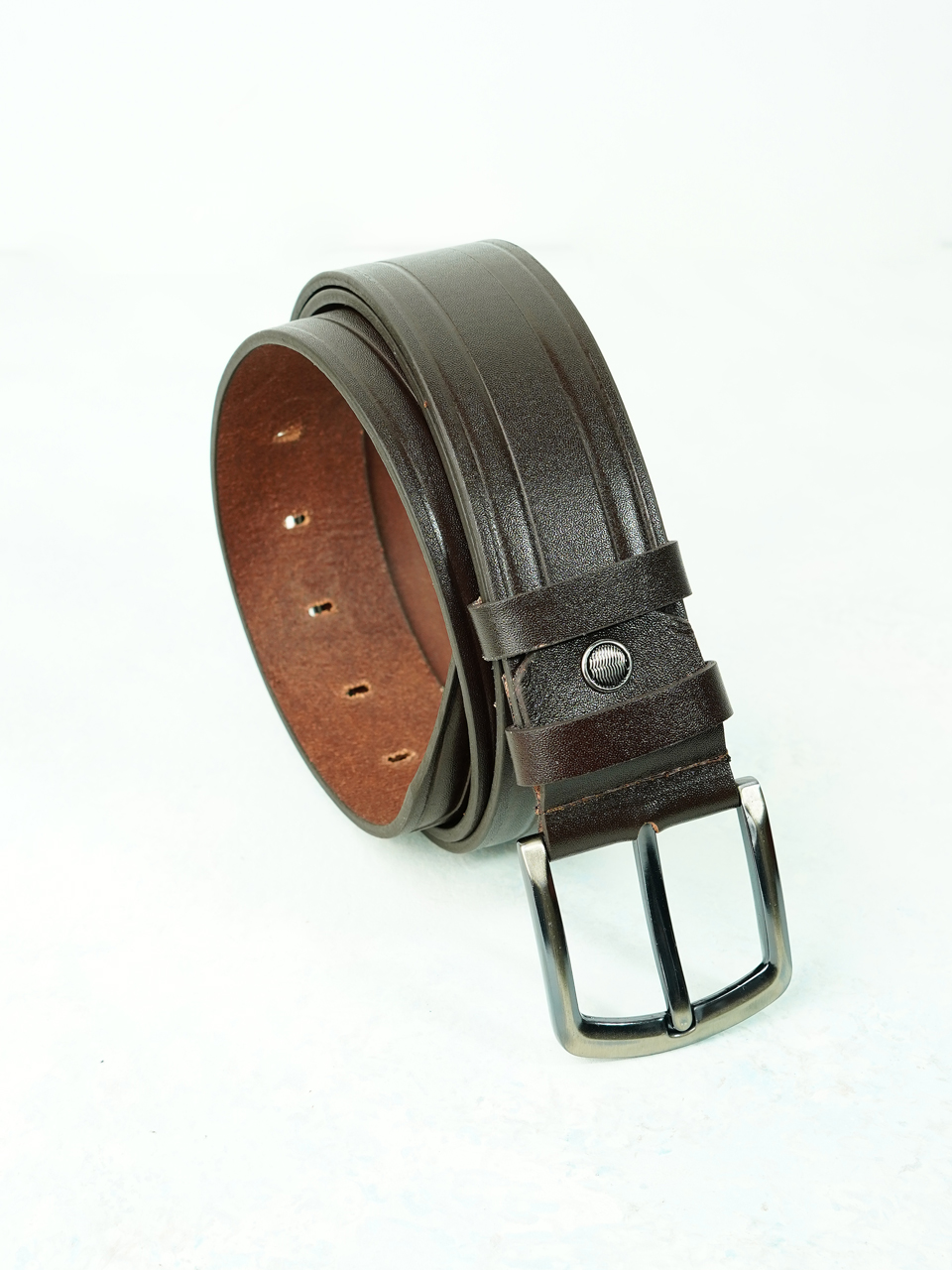 کمربند مردانه قلاب دار چرم قهوه ایBA351 سایز50